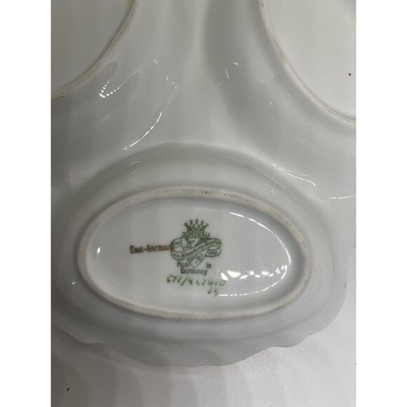 JLMenau Echt Graf Henneberg Floral Divided Relish Candy Dishes VINTAGE Red - Picture 4 of 5